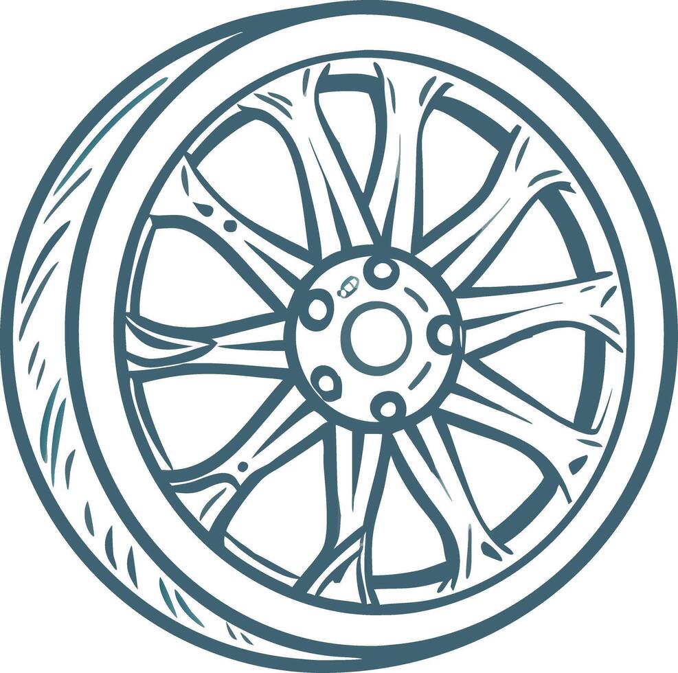 Illustration of Car Wheel with Modern Alloy Rim Design for Automotive Use vector