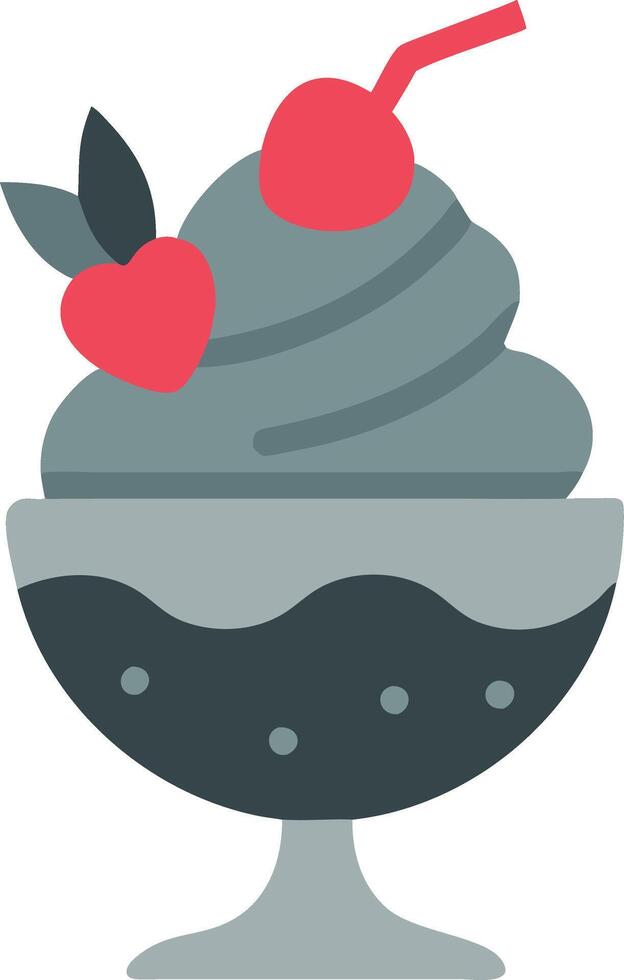 Ice Cream Sundae Illustration with Cherry Topping in Glass Dessert Bowl vector
