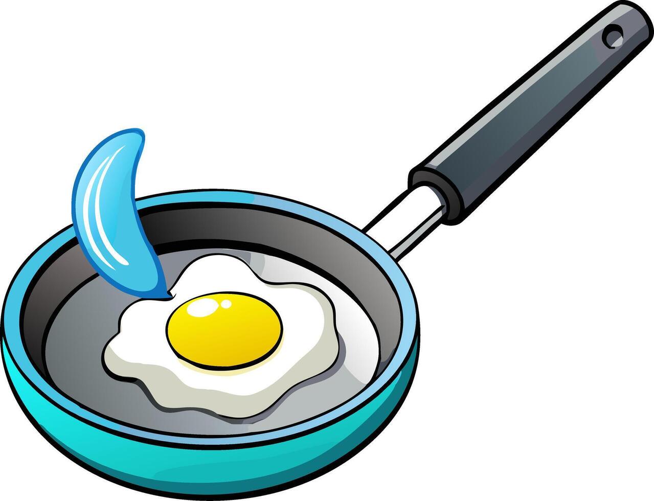 Illustration Fried Egg in Frying Pan with Blue Flame Cooking Concept vector