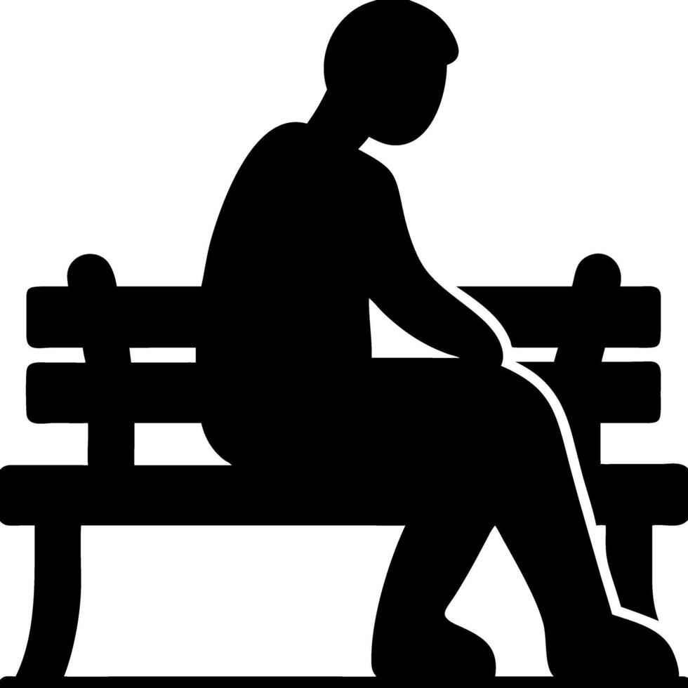 Silhouette of Person Sitting on Bench Contemplation and Solitude Illustration vector