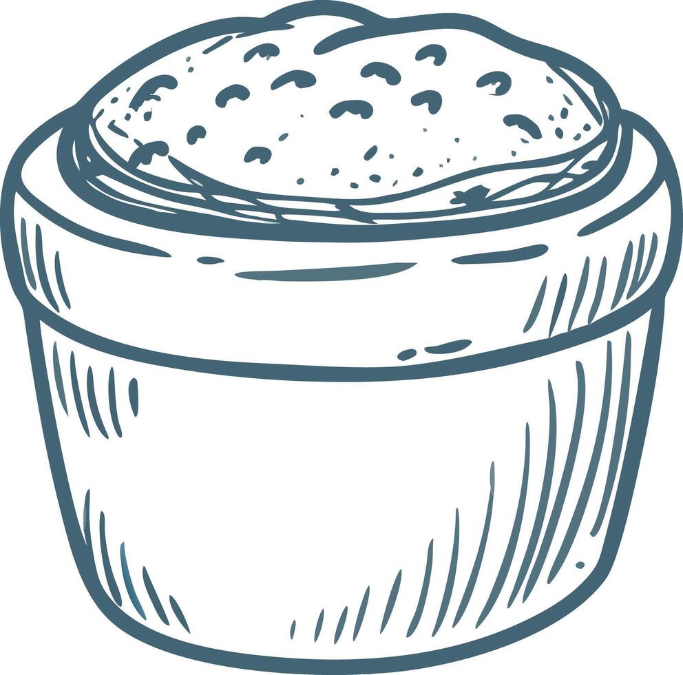 Rustic Hand Drawn Bread in Artisan Bowl Illustration for Culinary Design vector