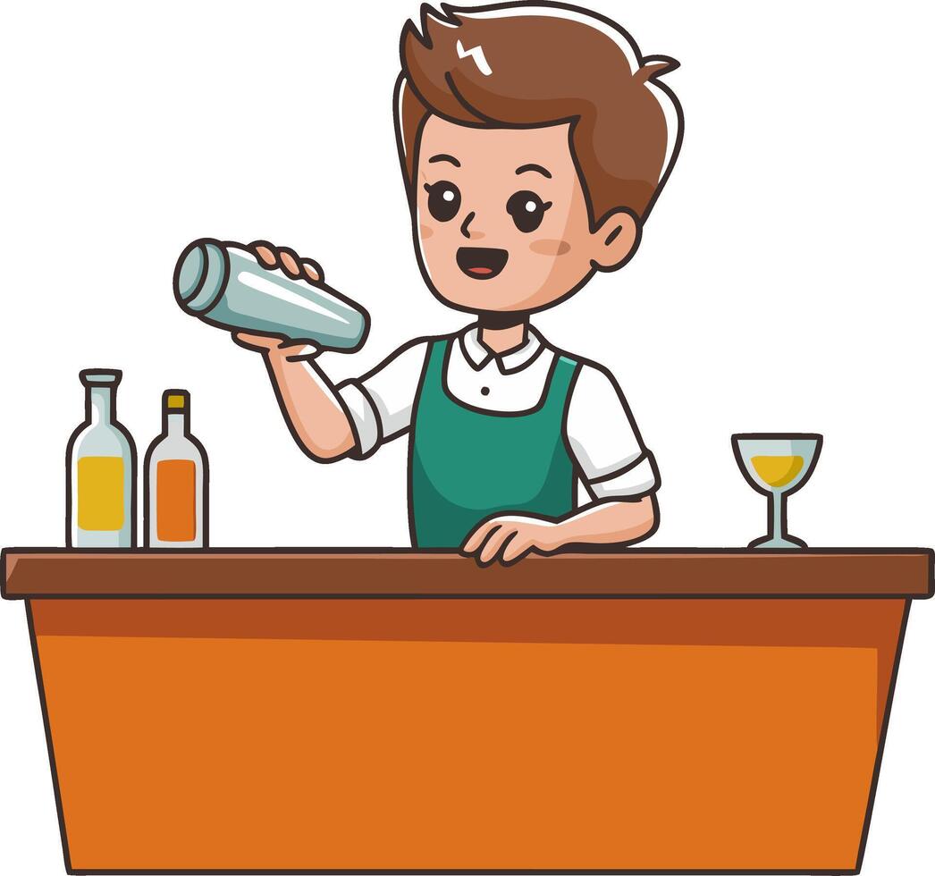 Bartender Mixing Cocktails at Bar Illustration for Beverage Design vector