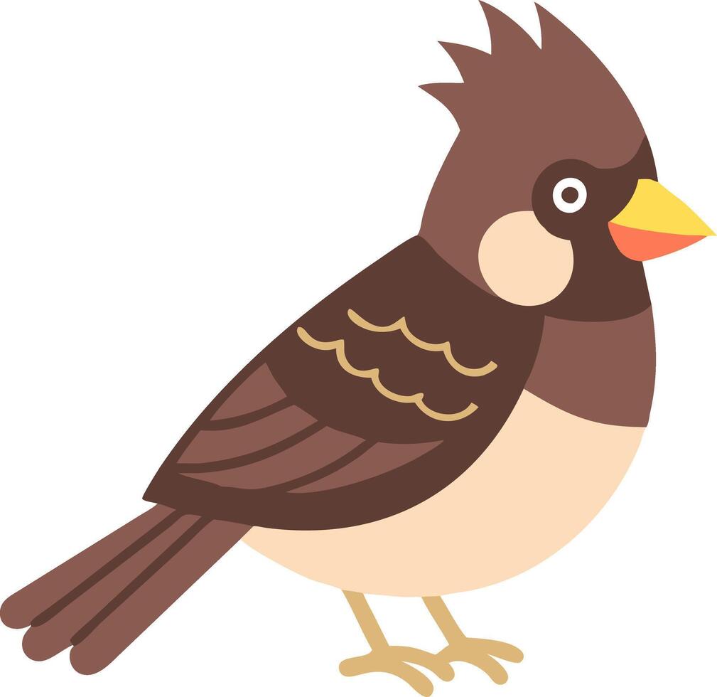 Illustration of Colorful Songbird with Unique Crest and Detailed Feather Pattern vector