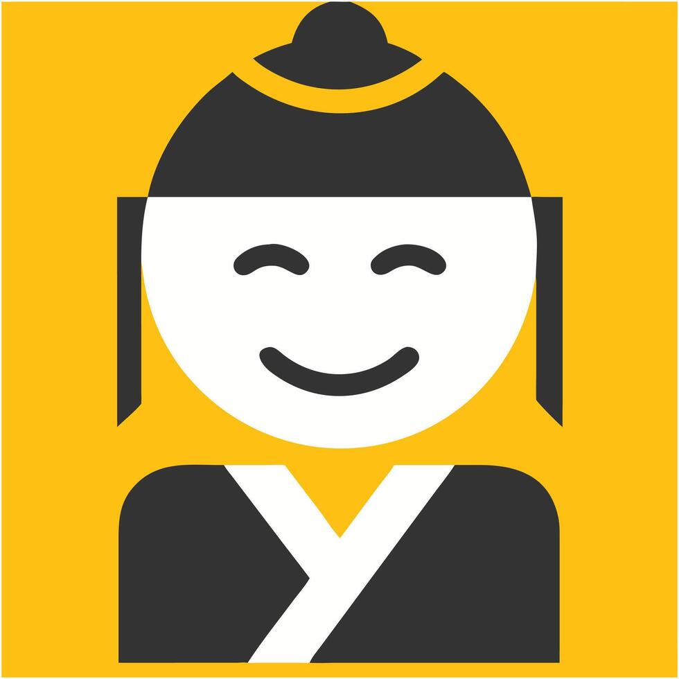 Traditional Japanese Geisha Smiling Face Minimalist vector