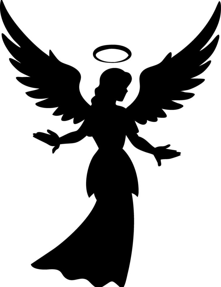 Angel Silhouette with Halo and Wings Perfect for Spiritual and Christmas Themes vector