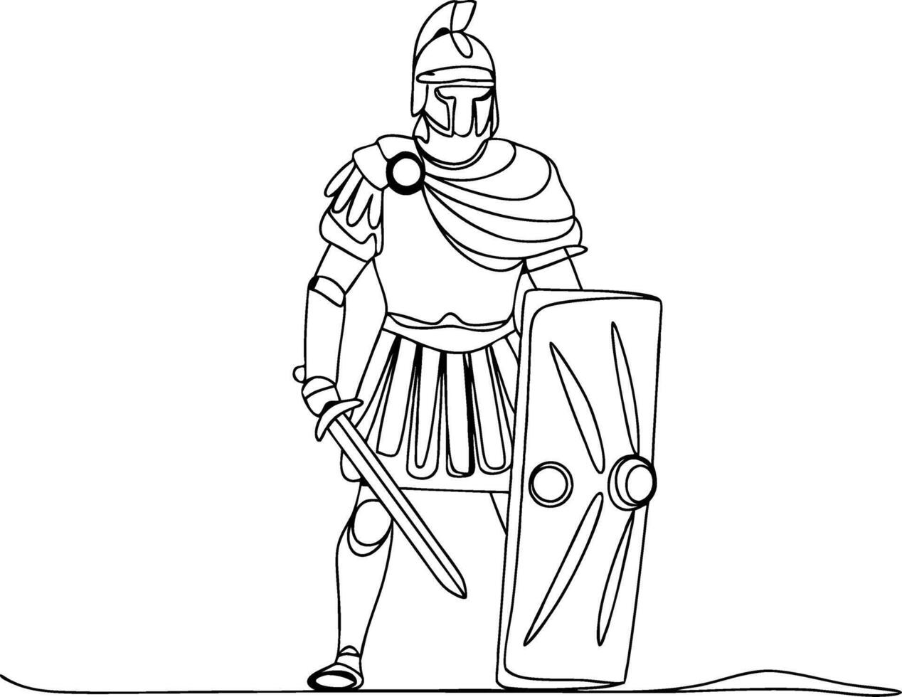 Ancient Roman Soldier with Shield and Sword Illustration vector