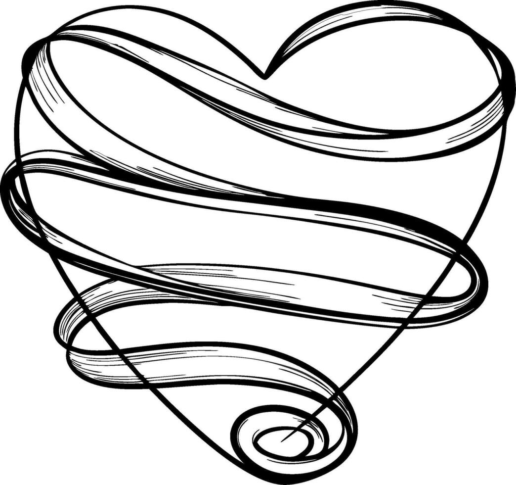 Abstract Heart Shape with Swirling Lines for Romantic Designs vector