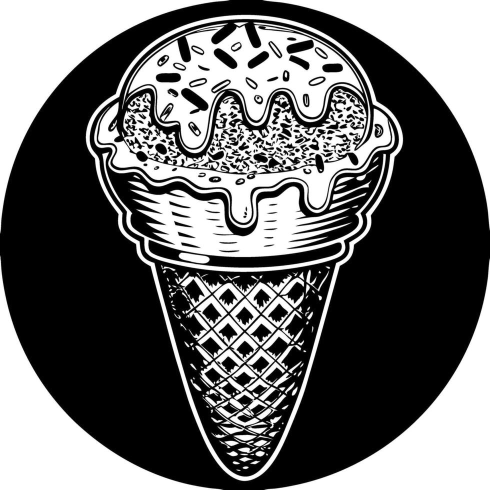 Vintage Ice Cream Cone Illustration with Sprinkles Art vector
