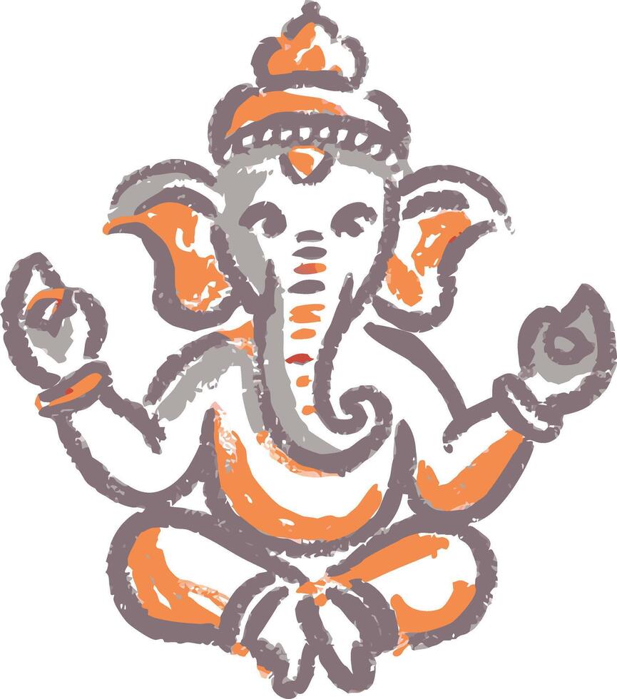 Vibrant Ganesh Illustration Sacred Hindu Elephant Deity Art vector