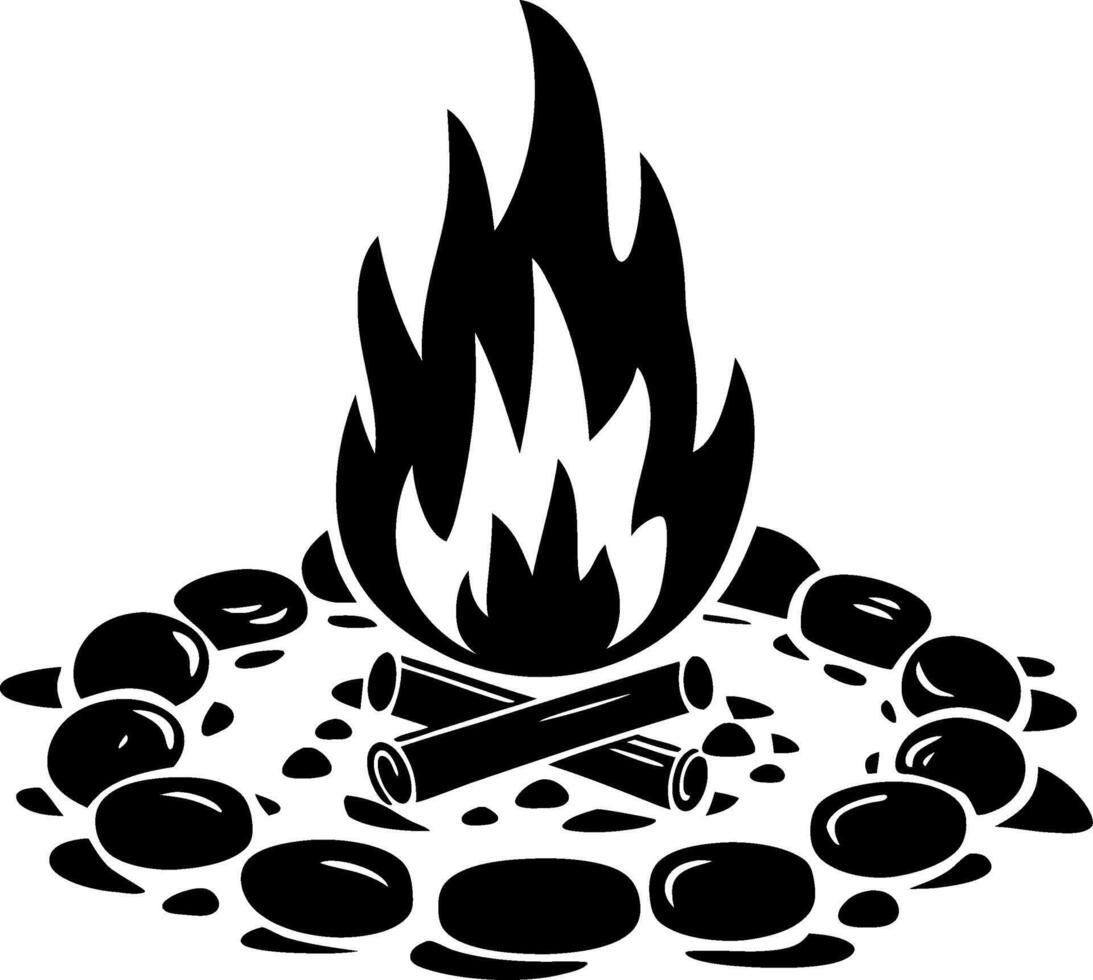 Campfire Illustration with Stone Circle for Outdoor Adventure and Camping Concepts vector