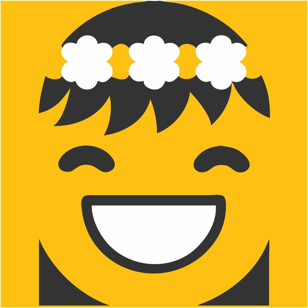Vibrant Happy Smile Emoji with Flower Crown Art vector