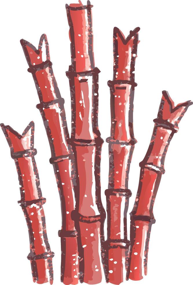 Red Bamboo Stalks Illustration for Nature and Design Projects vector
