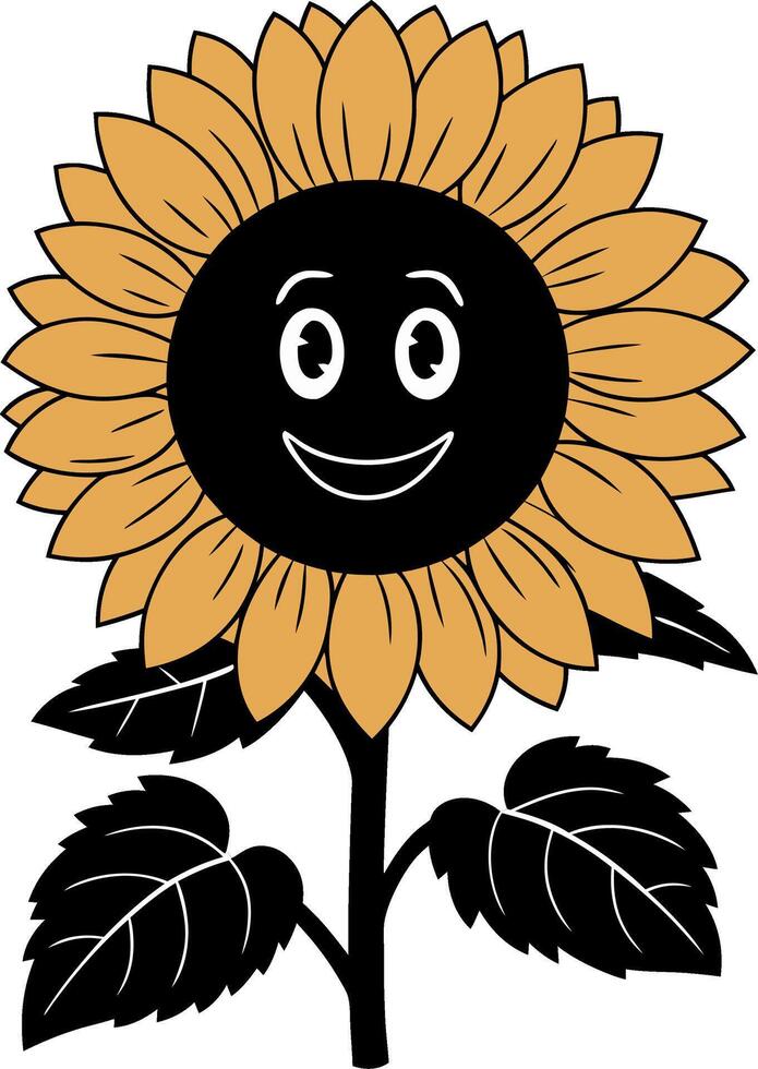 Smiling Sunflower Illustration Cartoon Face Happy Nature Art vector