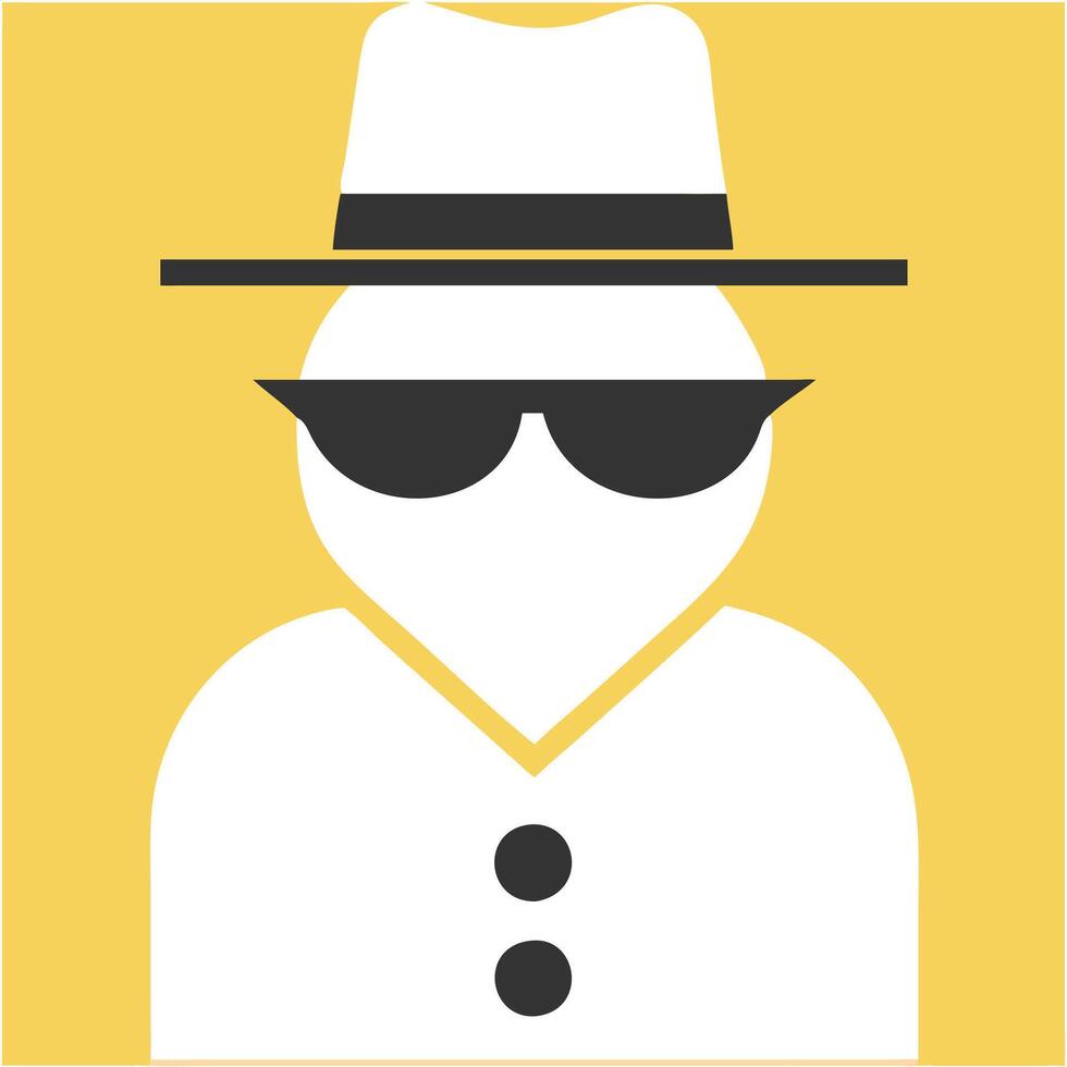 Mysterious Detective Illustration in Yellow Background vector
