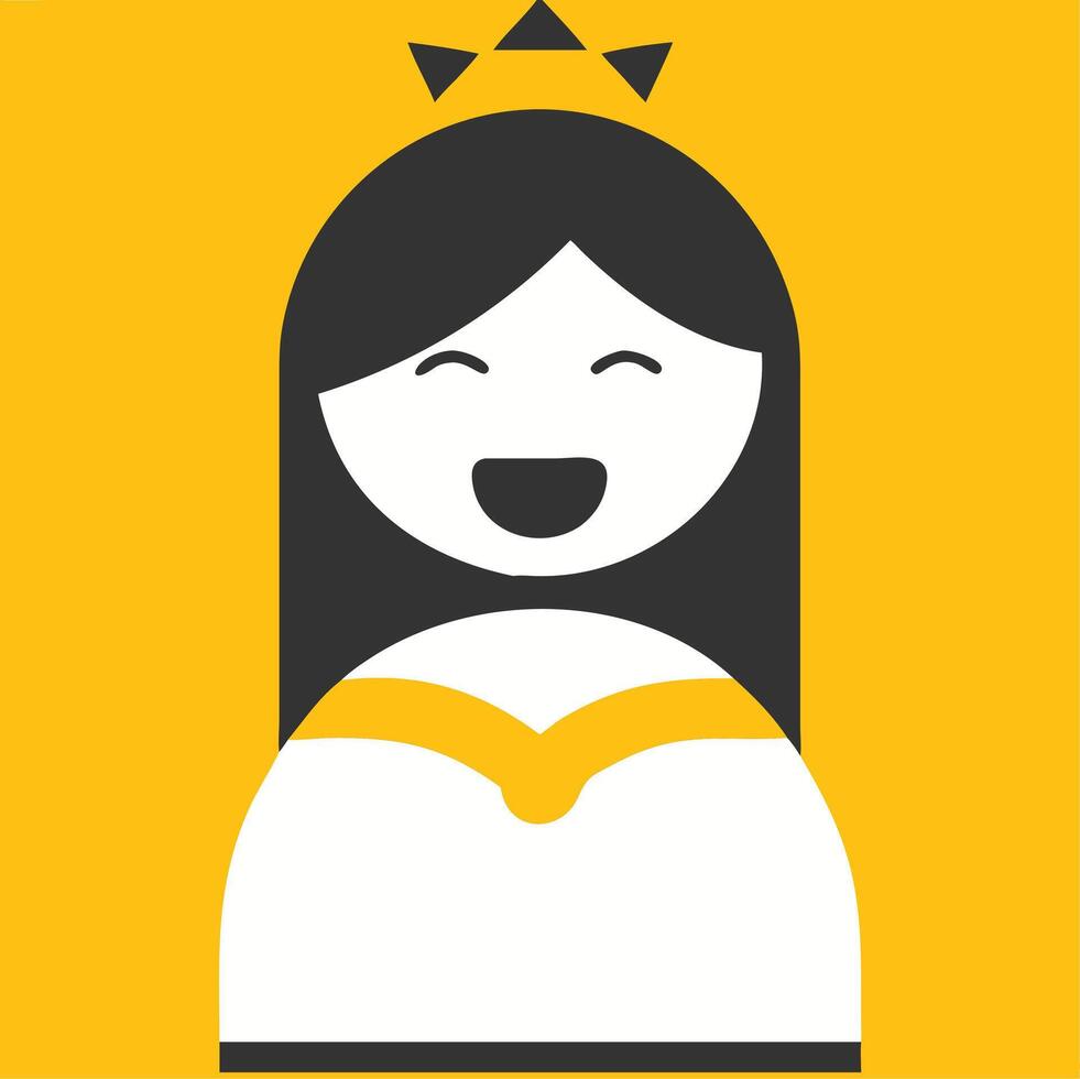 Minimalist Happy Princess Illustration in Yellow and Black Art vector