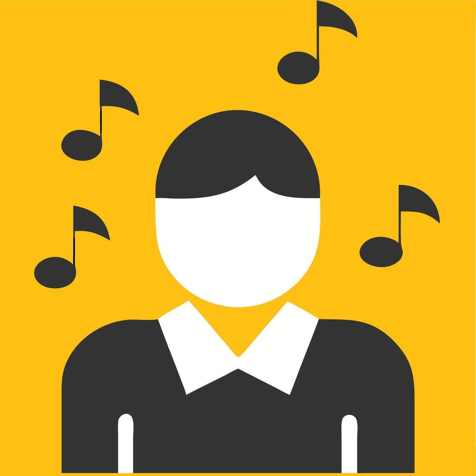 Music Lover Simple Illustration with Musical Notes and Abstract Person vector
