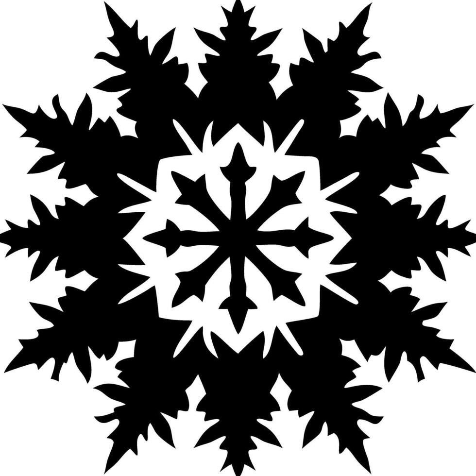 Intricate Black Snowflake Silhouette for Winter and Holiday Designs vector