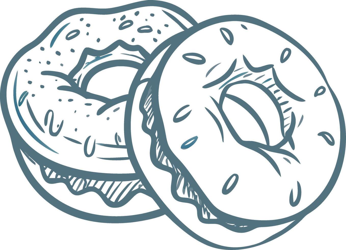 Hand Drawn Donut Illustration Bakery Pastry Art Minimalist Design vector