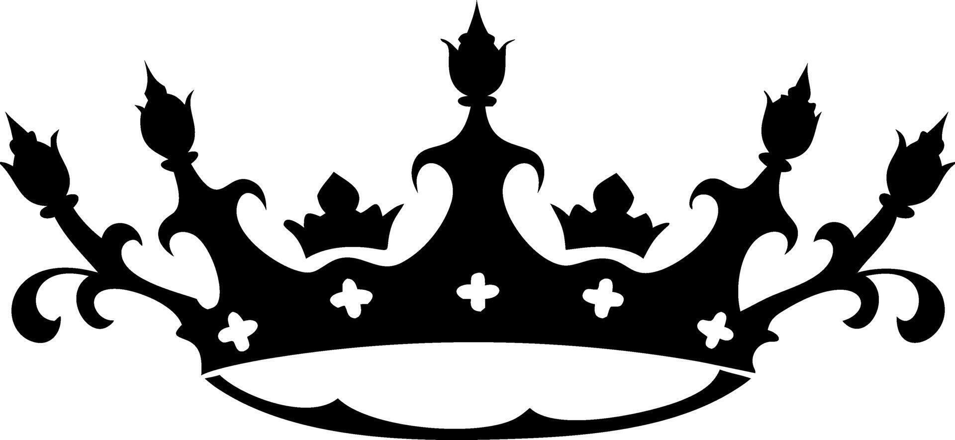 Ornate Black Royal Crown Silhouette for Design and Decorative Projects vector