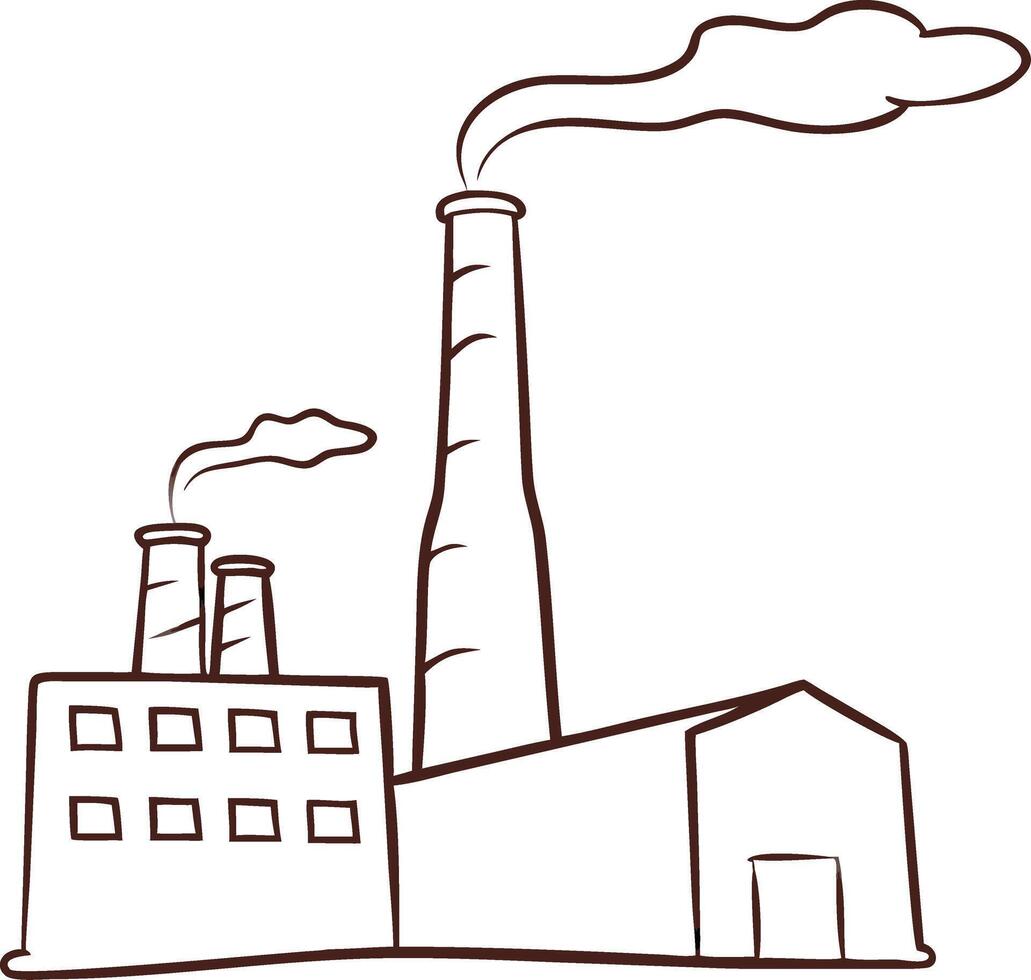 Industrial Factory Illustration with Smokestacks Art for Environmental Themes vector