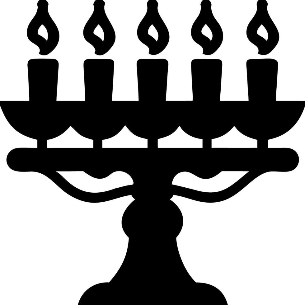 Silhouette of Traditional Five-Candle Candelabra Design vector