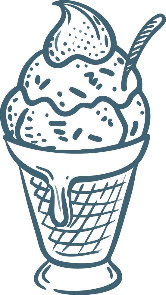 Delicious Ice Cream Cone Illustration for Dessert Design and Branding vector