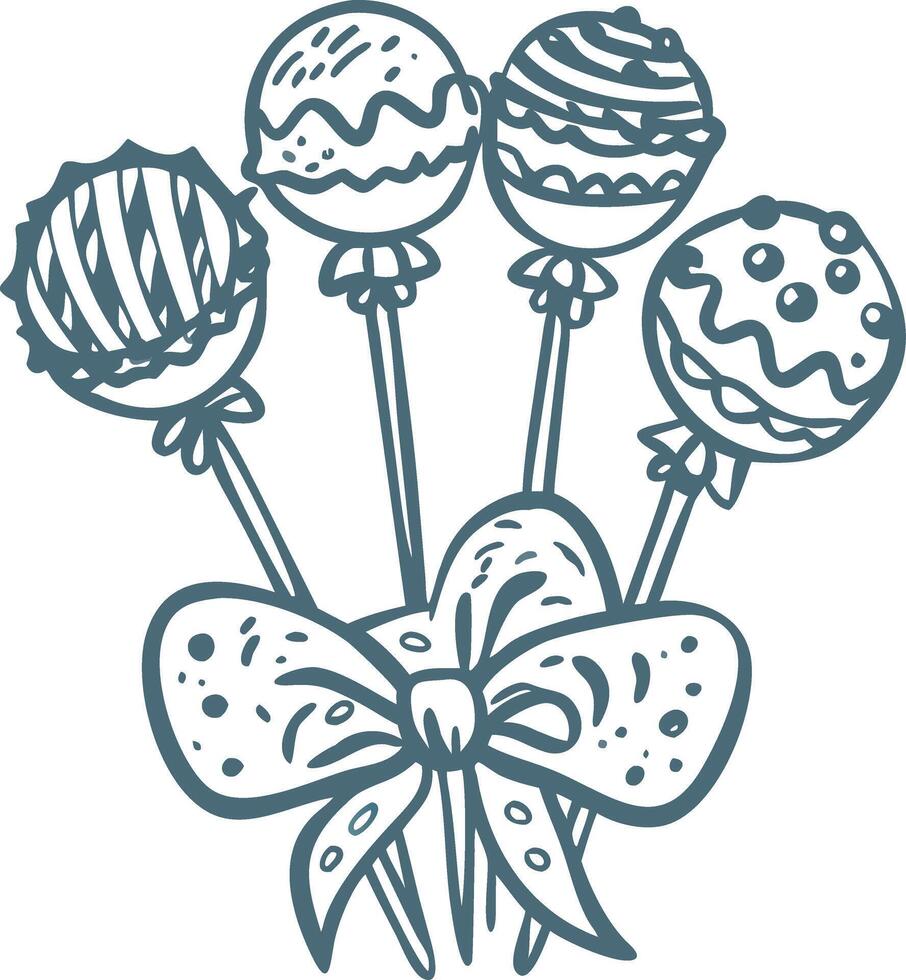 Decorative Cake Pops Illustration with Ribbon Dessert Art vector