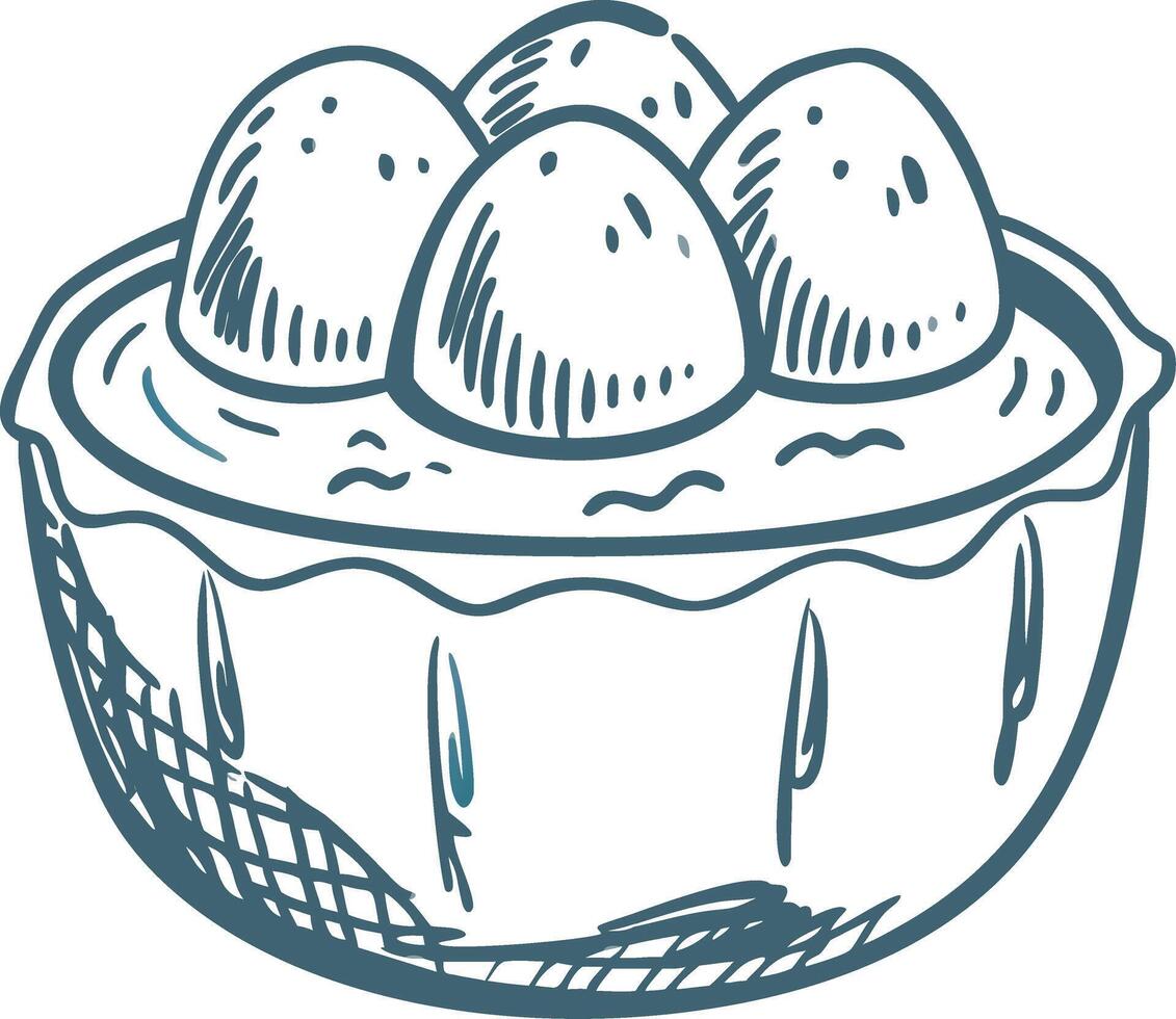 Hand-Drawn Illustration of Eggs in Bowl for Culinary Design vector