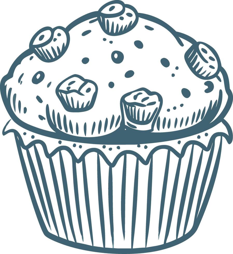 Hand Drawn Blueberry Muffin Illustration for Bakery Designs vector