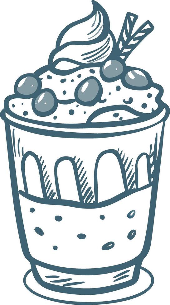 Delicious Ice Cream Dessert Illustration with Toppings and Whipped Cream vector