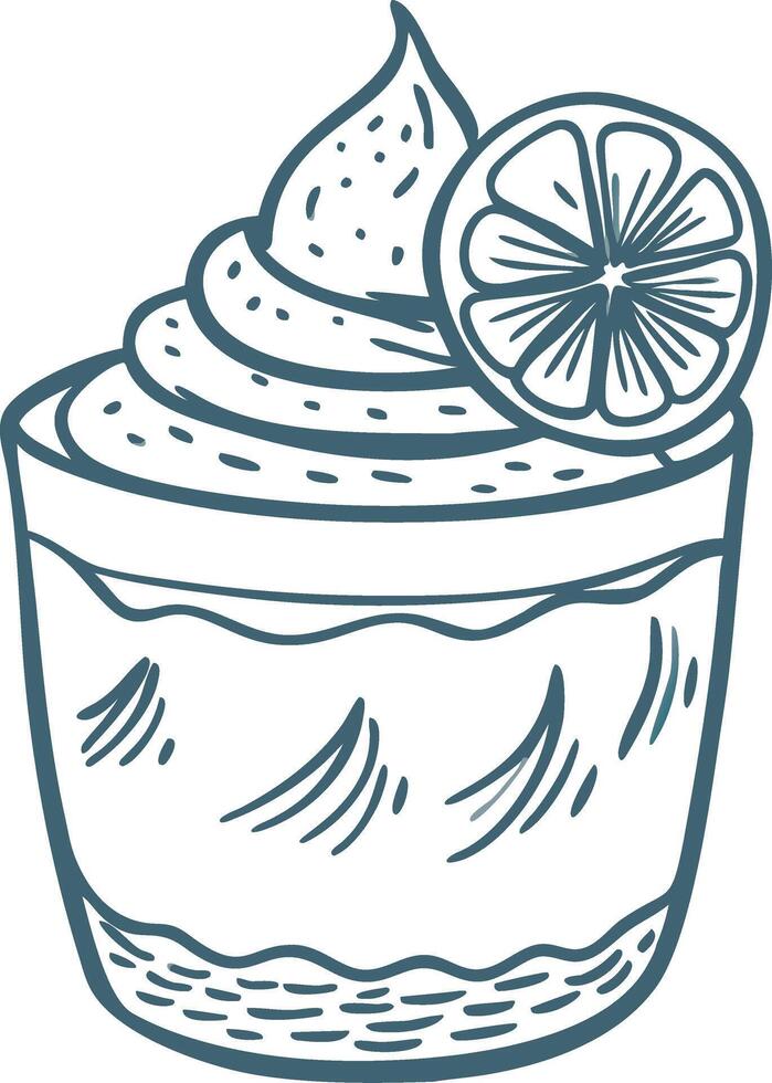 Lemon Dessert with Whipped Cream Topping Illustration vector