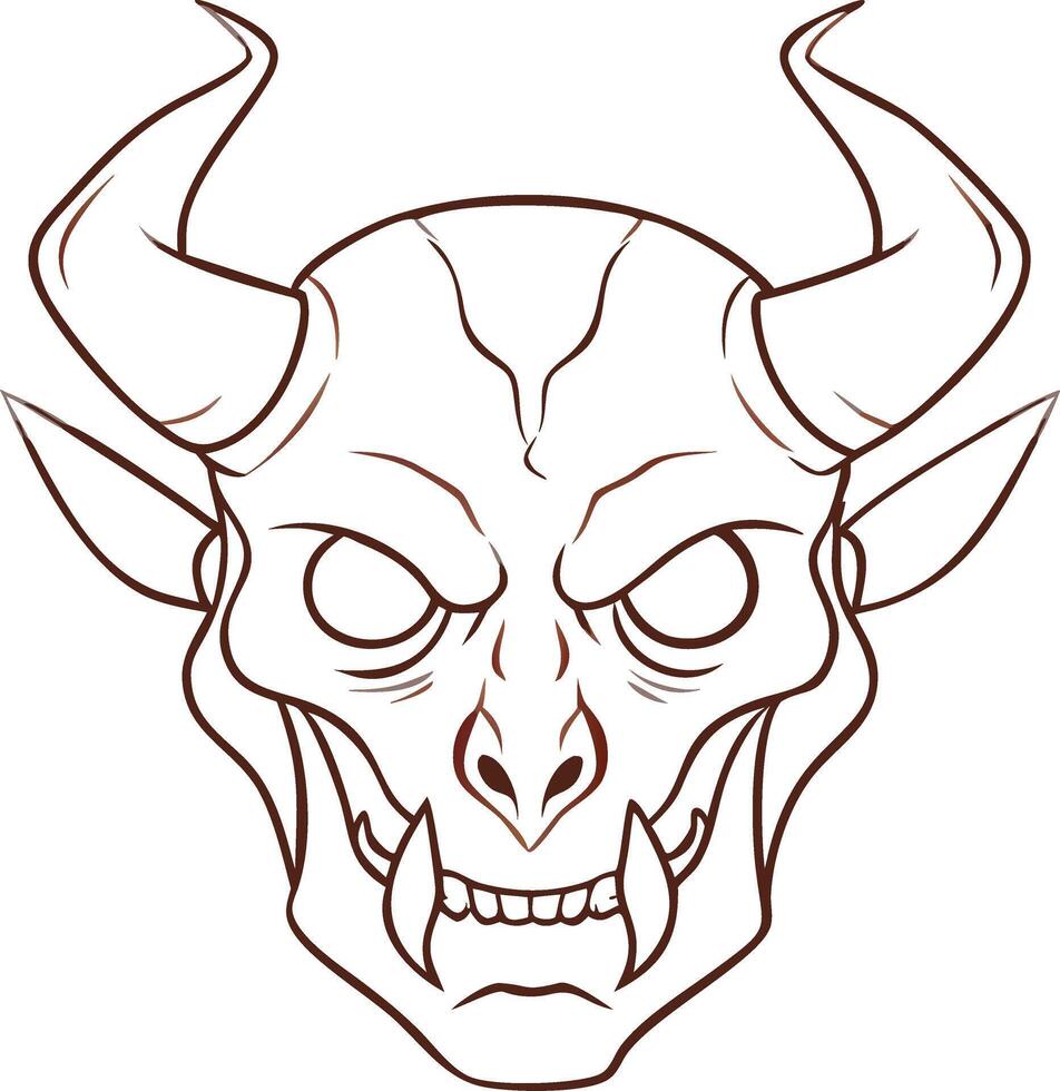 Fierce Horned Demon Skull Illustration for Tattoo and Mythical Designs vector