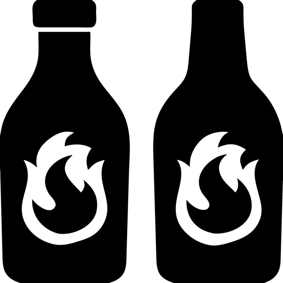 Fire Symbol on Bottles Illustration for Hot Sauce Packaging Design vector