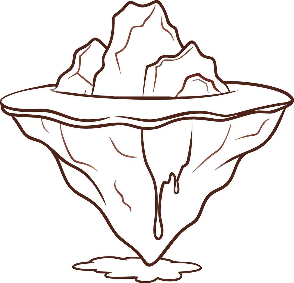 Floating Island with Jagged Peaks and Melting Ice in Minimalist Art vector