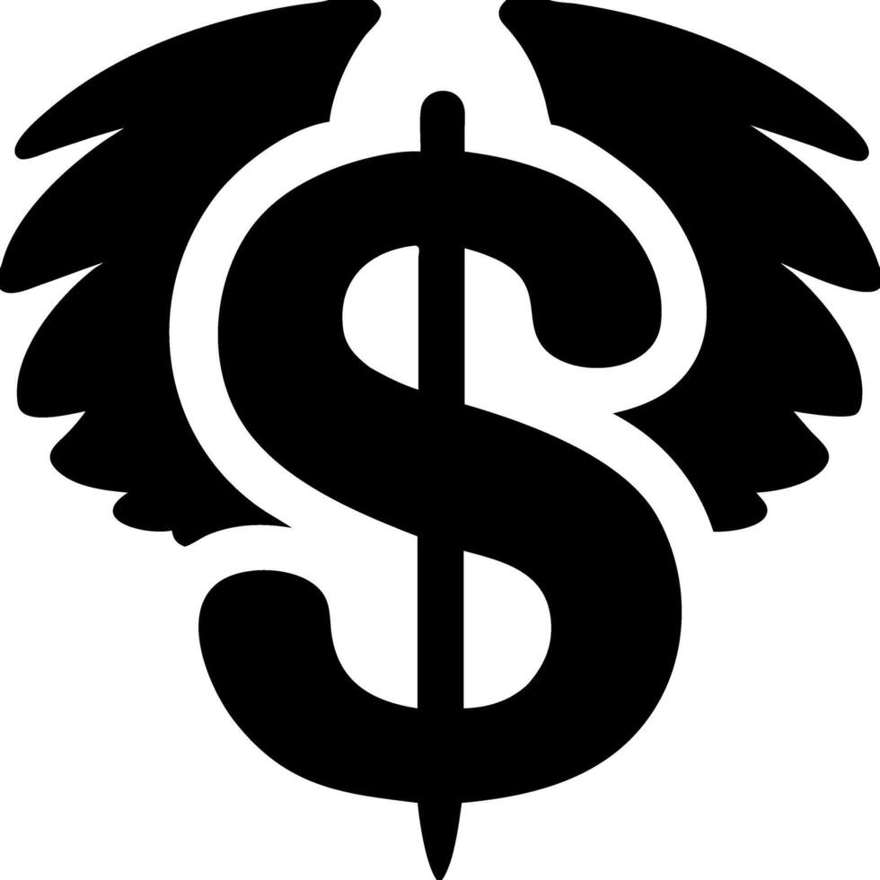 Dollar Symbol with Wing Motif for Financial Success and Freedom Themes vector