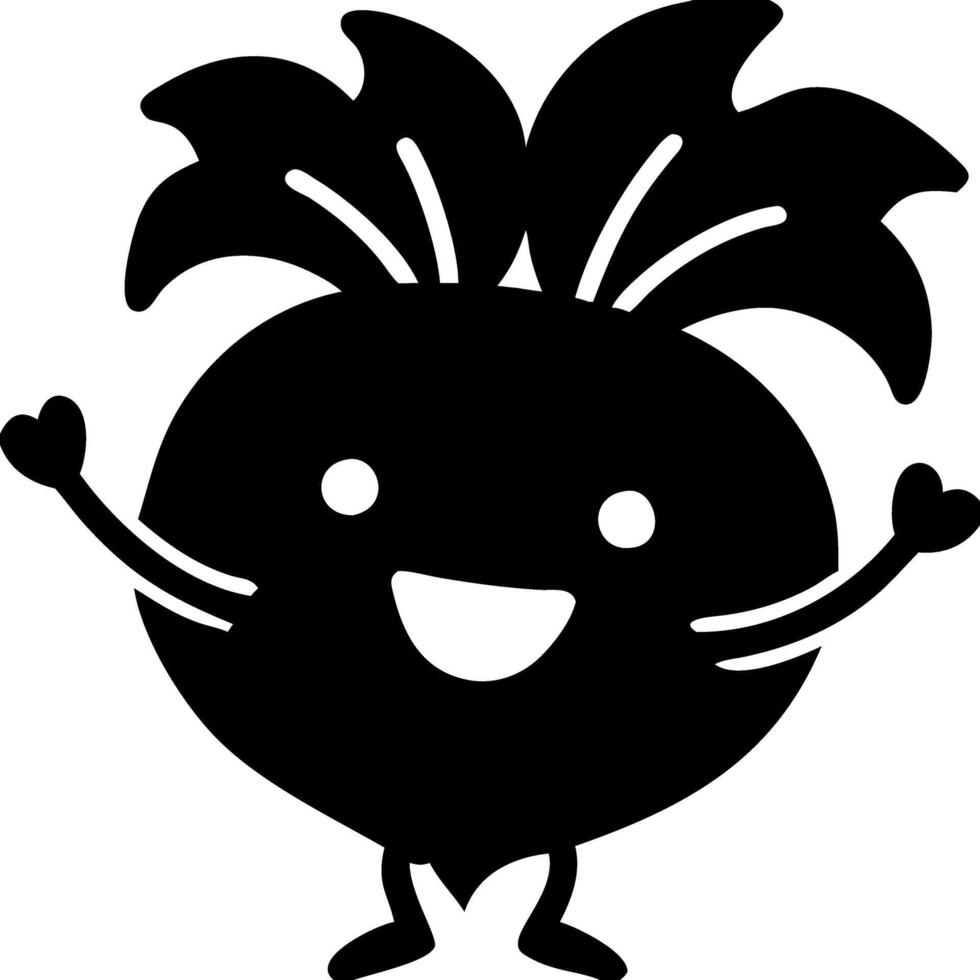 Happy Radish Cartoon Character with Smiling Face and Arms Raised vector