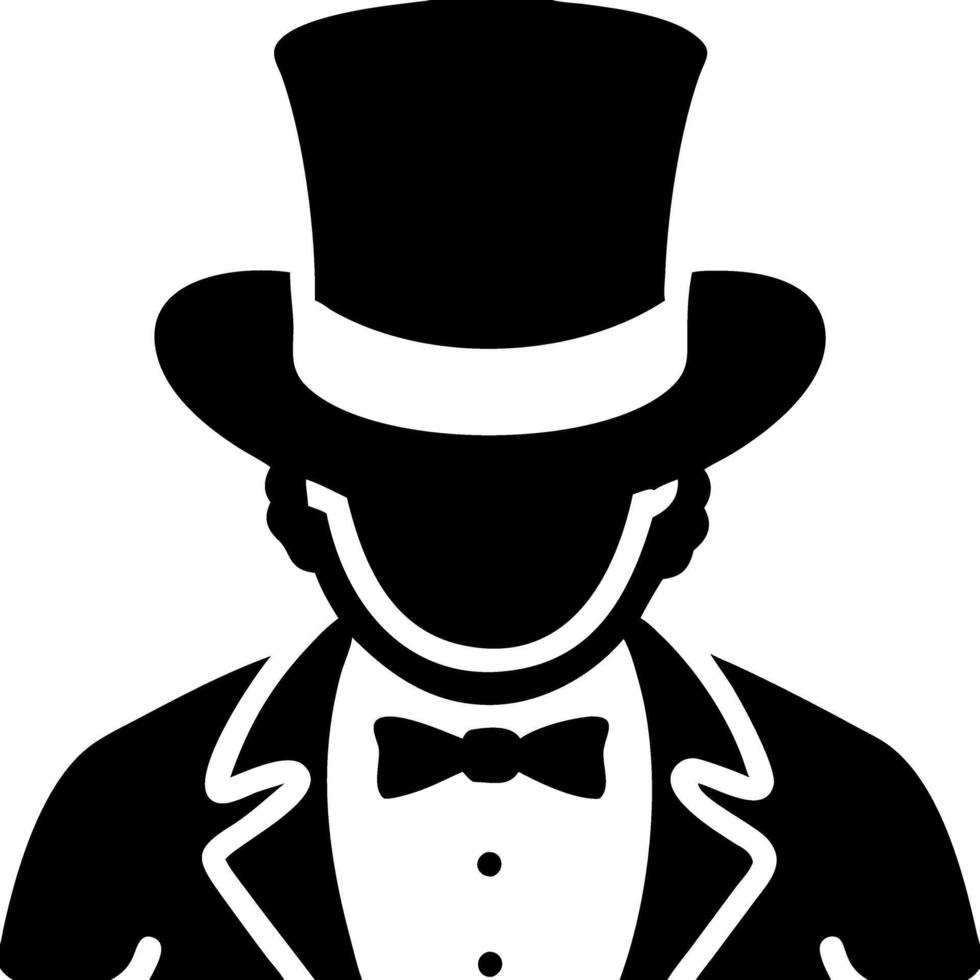 Elegant Gentleman Silhouette Wearing Top Hat and Tuxedo Illustration vector