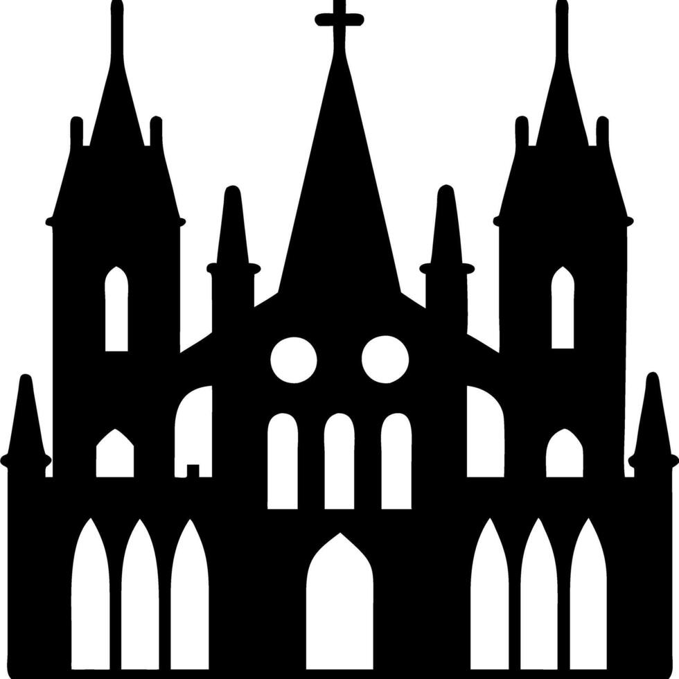 Gothic Cathedral Silhouette Illustration Historic Architecture vector
