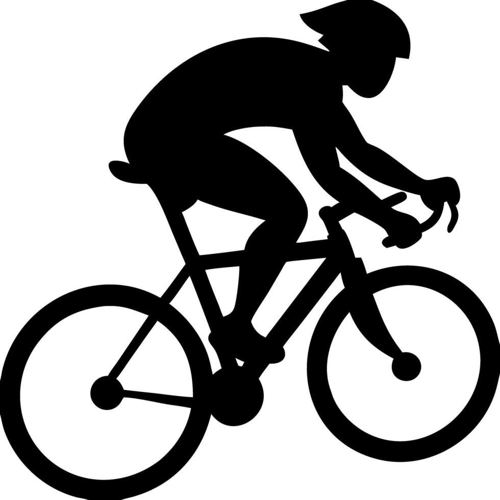 Cyclist Silhouette Illustration of Bicyclist Racing on Road Bike vector