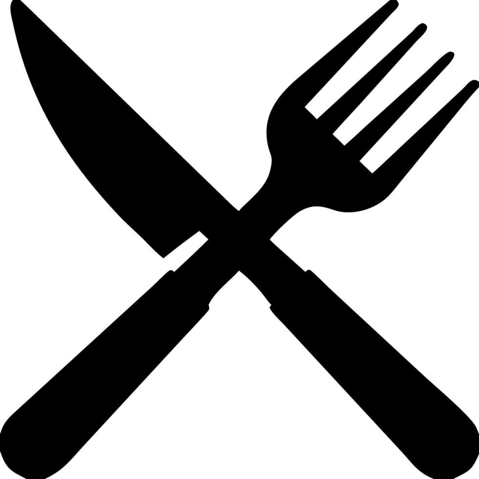 Fork and Knife Crossed Silhouette for Culinary Design and Restaurant Themes vector