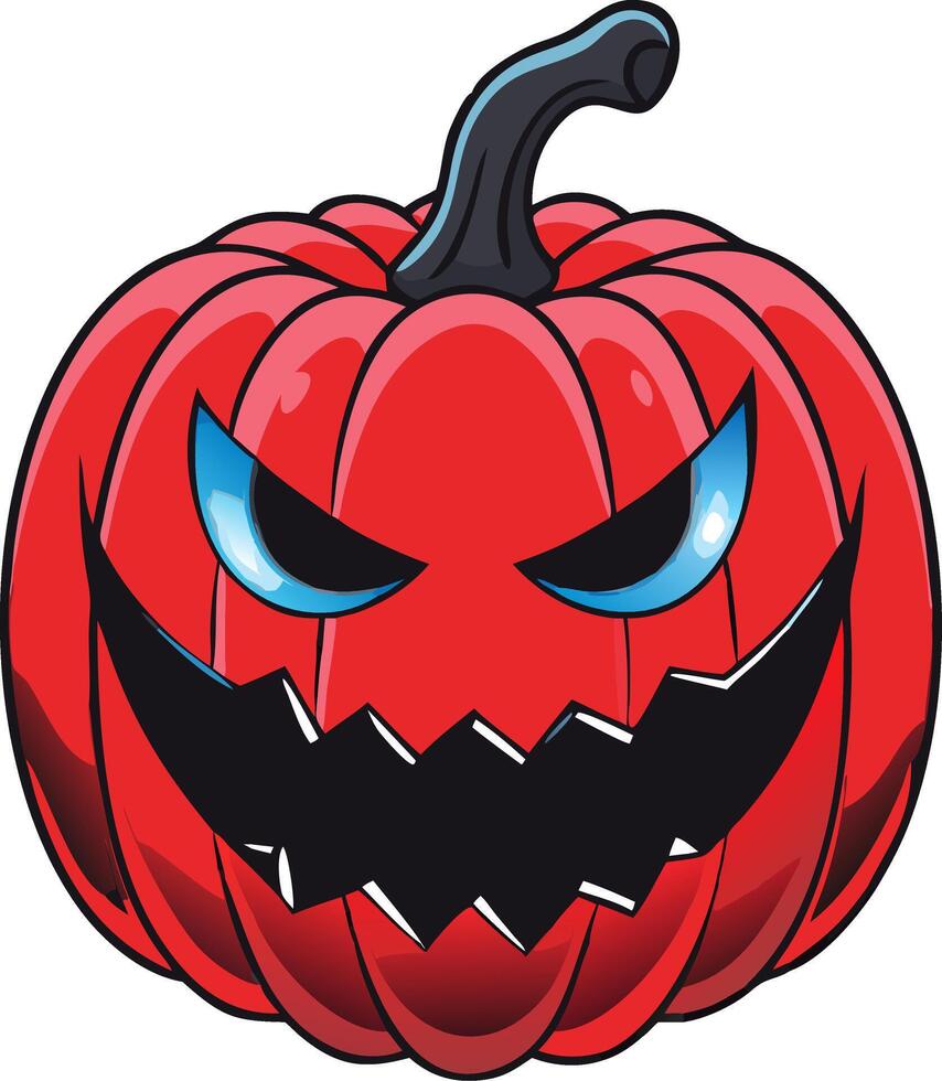 Evil Red Pumpkin with Fierce Expression for Halloween Art Design vector