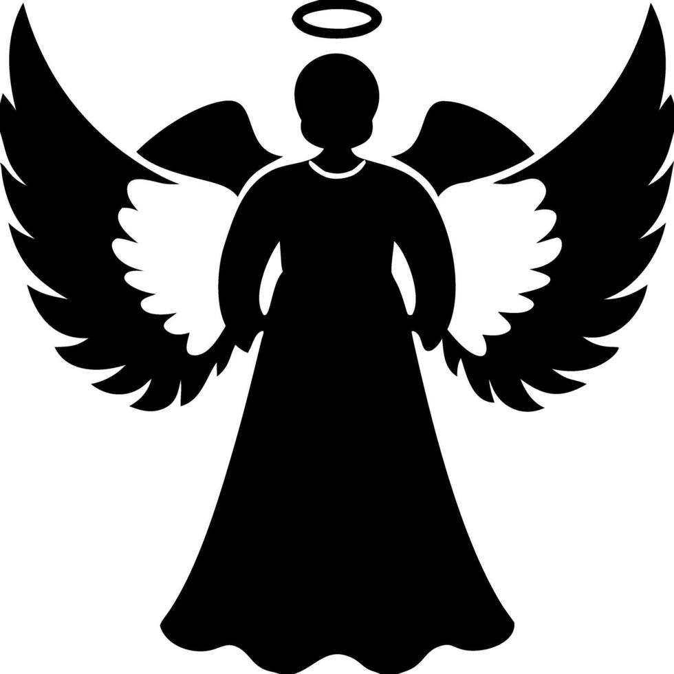 Elegant Angel Silhouette with Halo and Wings Art for Christmas and Spiritual Themes vector