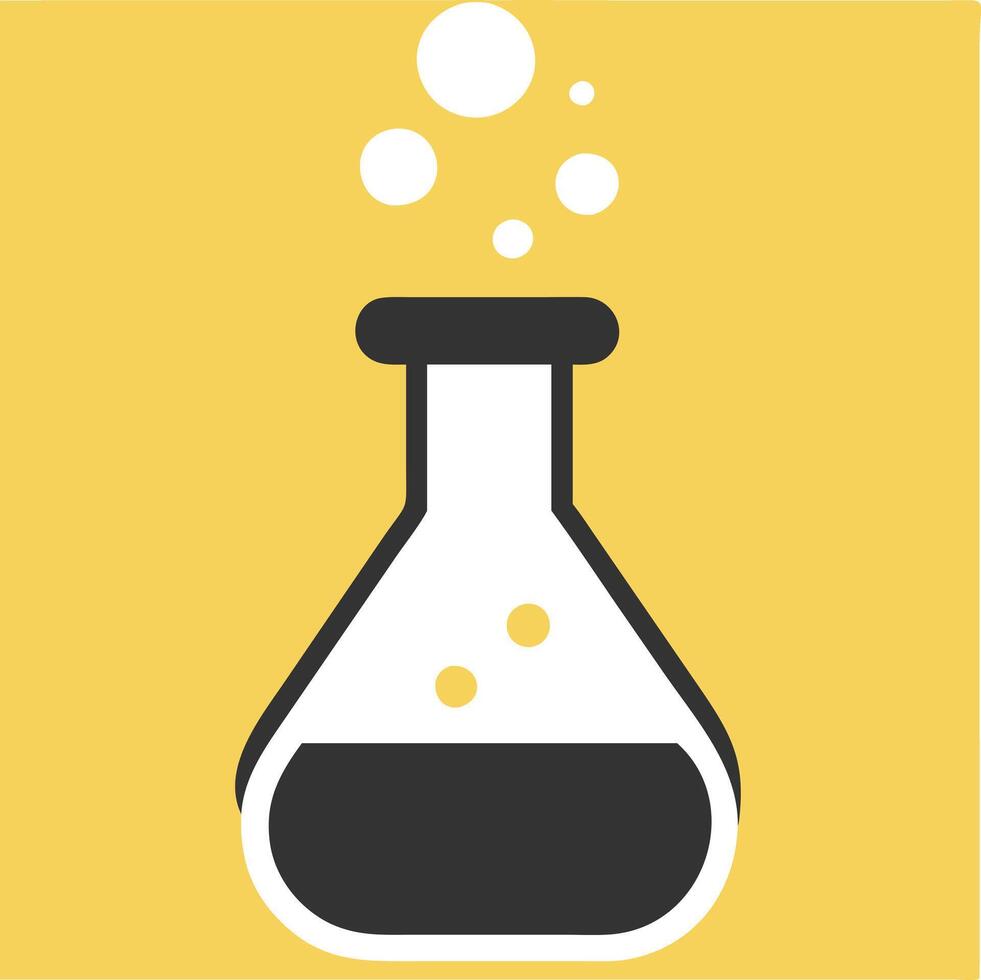 Chemistry Laboratory Flask with Bubbles Illustration for Science Education vector