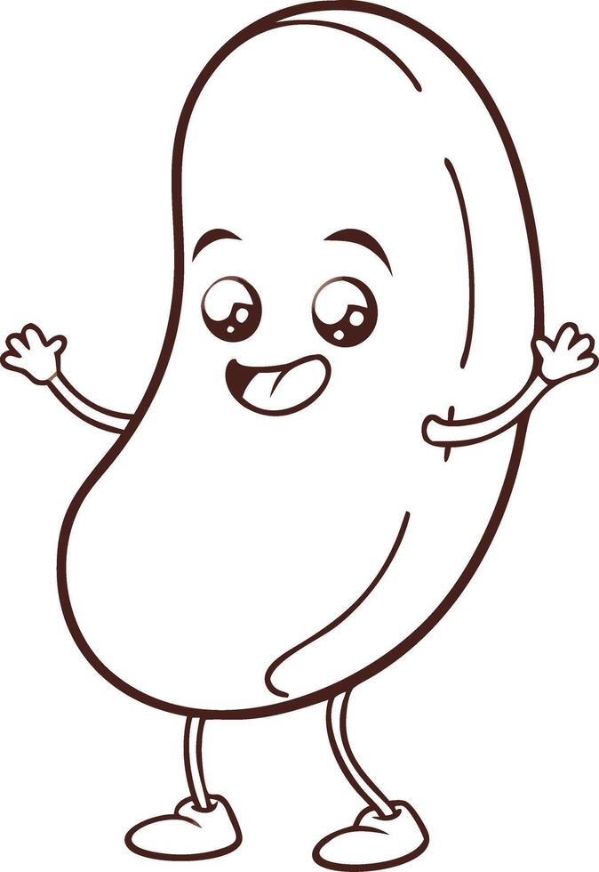 Cute Smiling Bean Cartoon Character for Kid's Educational Materials vector