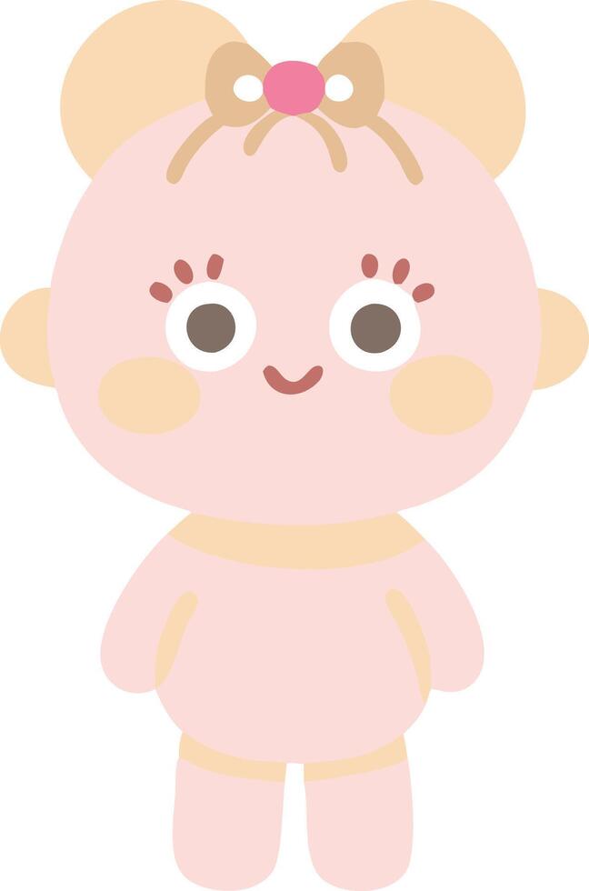 Cute Cartoon Bear with Bow Pastel Illustration for Kids vector