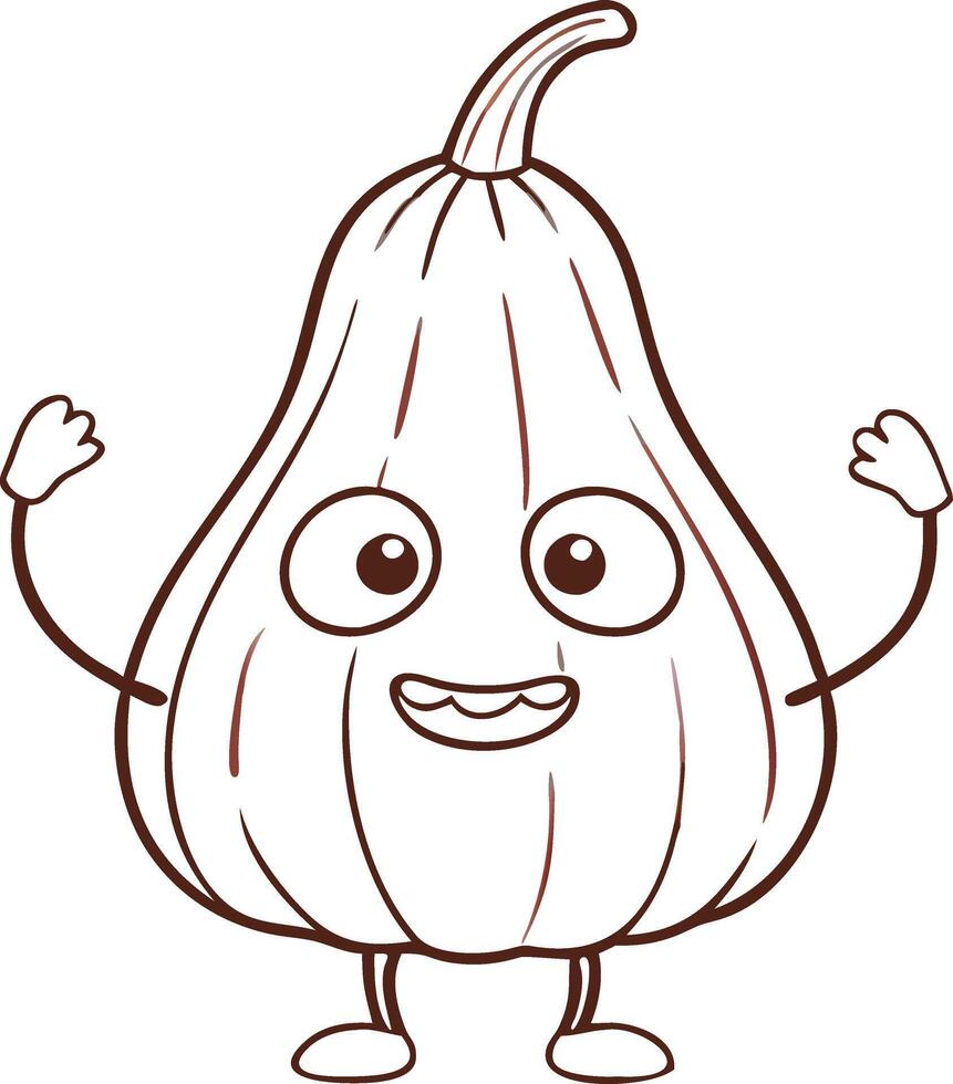 Cute Cartoon Squash Vegetable Character with Happy Face Illustration Art vector
