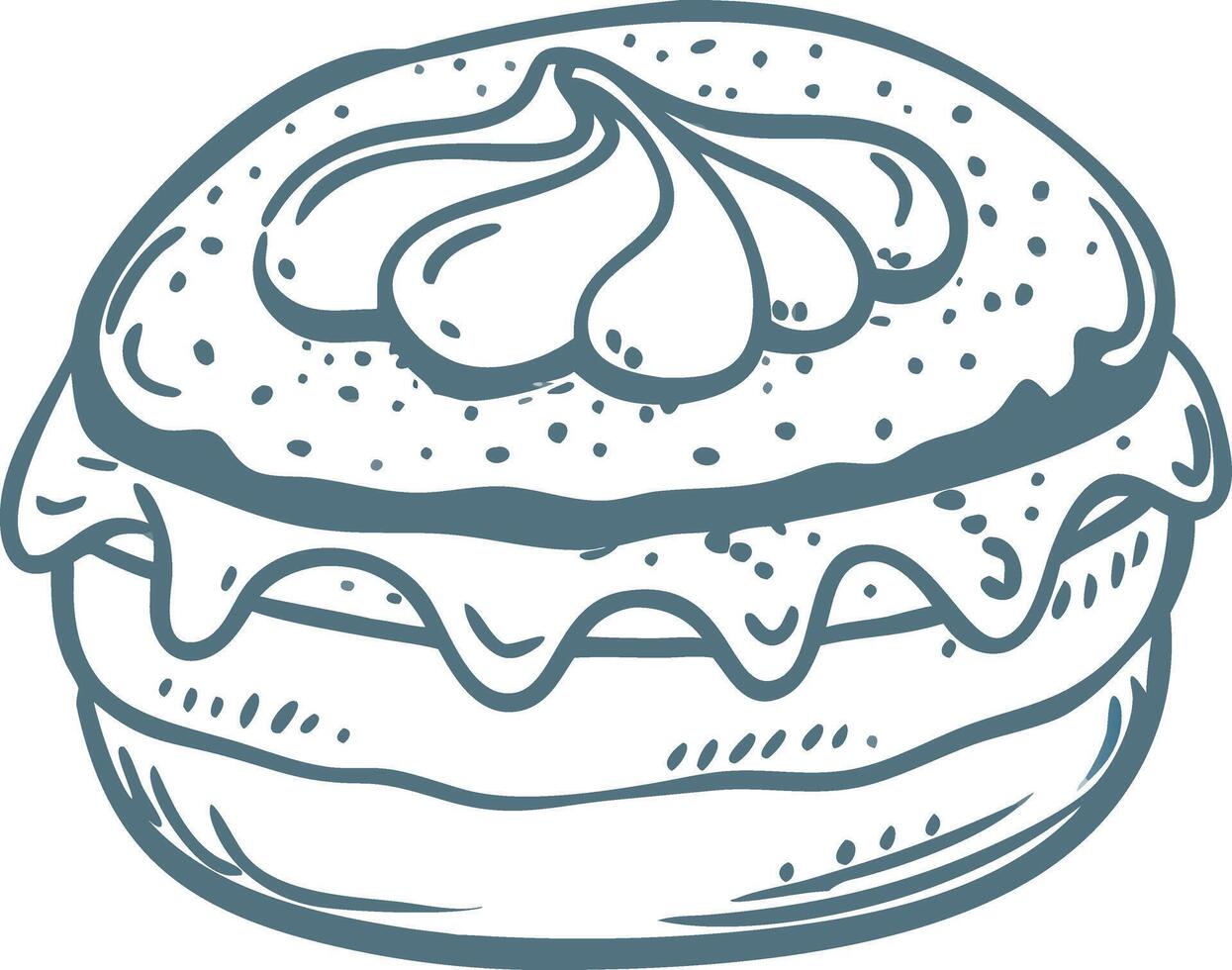 Delicious Dessert Doughnut Illustration with Frosting and Cream Topping vector