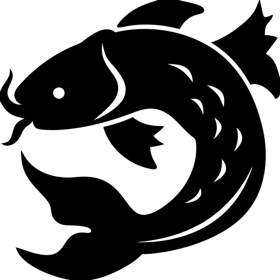 Black Koi Fish Silhouette for Asian Art and Design vector