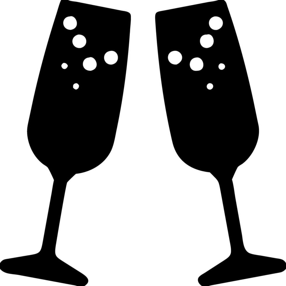 Champagne Flutes Clinking Silhouette Celebratory Toast Illustration vector