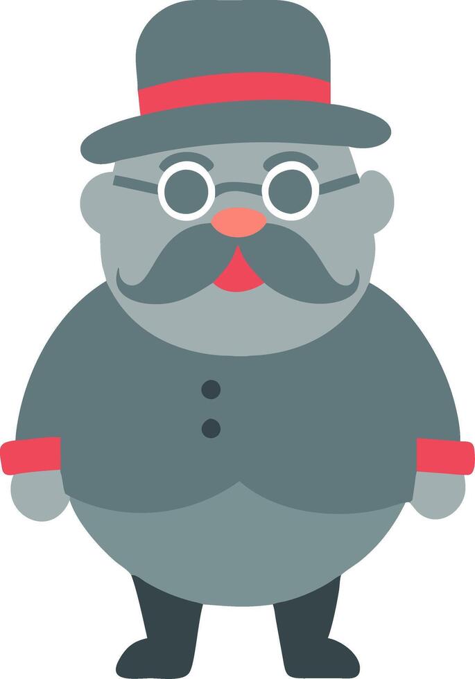 Cartoon Illustration of Gentleman with Mustache Hat and Round Glasses vector